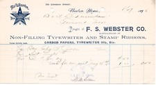 1896 F S WEBSTER CO TYPEWRITER STAMP RIBBONS CARBON PAPERS BOSTON MA BILL HEAD thumbnail