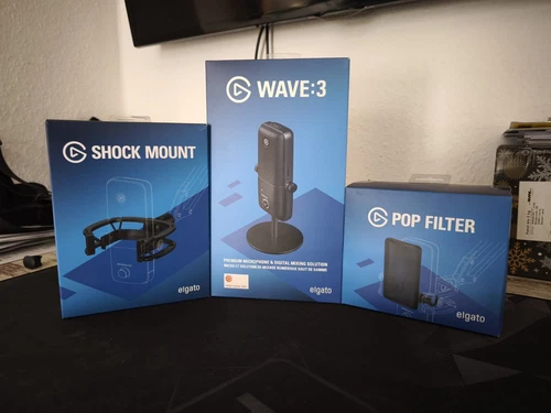 Elgato Wave:3 Mikrofon - Schwarz inkl Shock Mount und Pop Filter