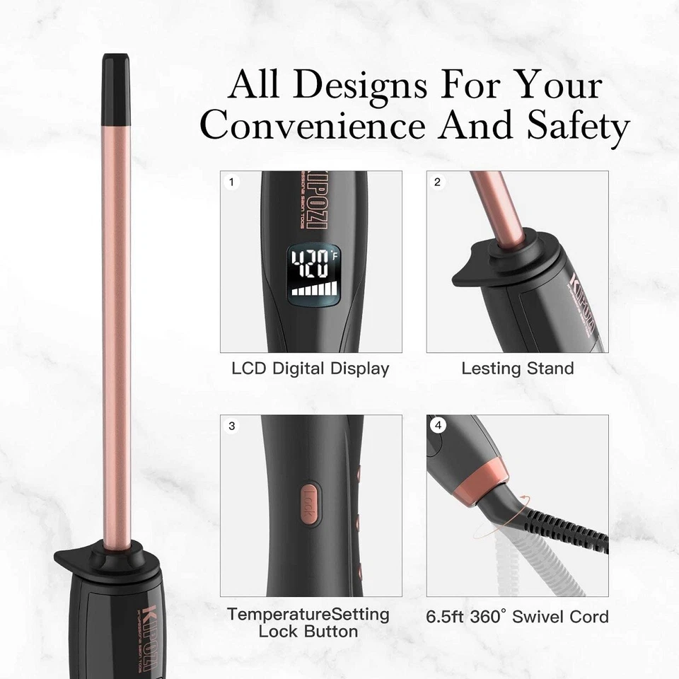 KIPOZI Mini Lockenstab für kleine Locken 9MM Variable Temperatureinstellung Rosa - Bild 4 von 4