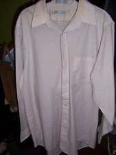 VINTAGE VAN HEUSEN White/Burgundy Stripe l/s b/d Shirt -SIZE 16-34/35