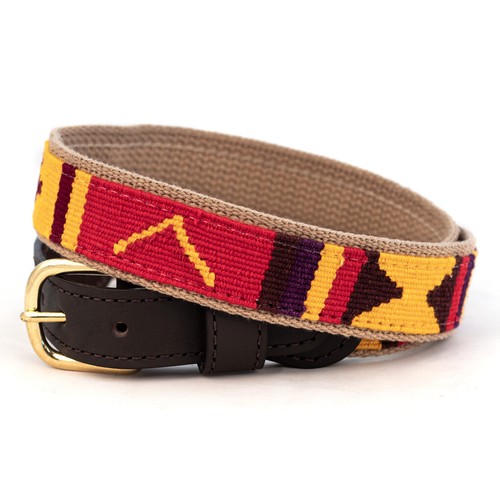 A Tail We Could Wag Handmade Cotton Weave Leather Belt Brass Buckle 30" - 38" - Picture 8 of 31