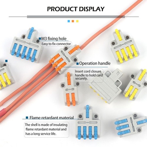 Multiple Out Quick Cable Connectors with Screw Hole Push In Splice Terminals Set - Picture 3 of 18