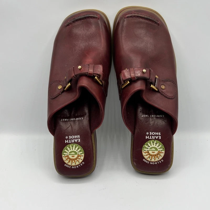 Zapato Tierra Daphne Zuecos Zapatos Para Mujer 7.5 Cuero Rojo Correa Sin Cordones Informal Mula Foto 3 de 4