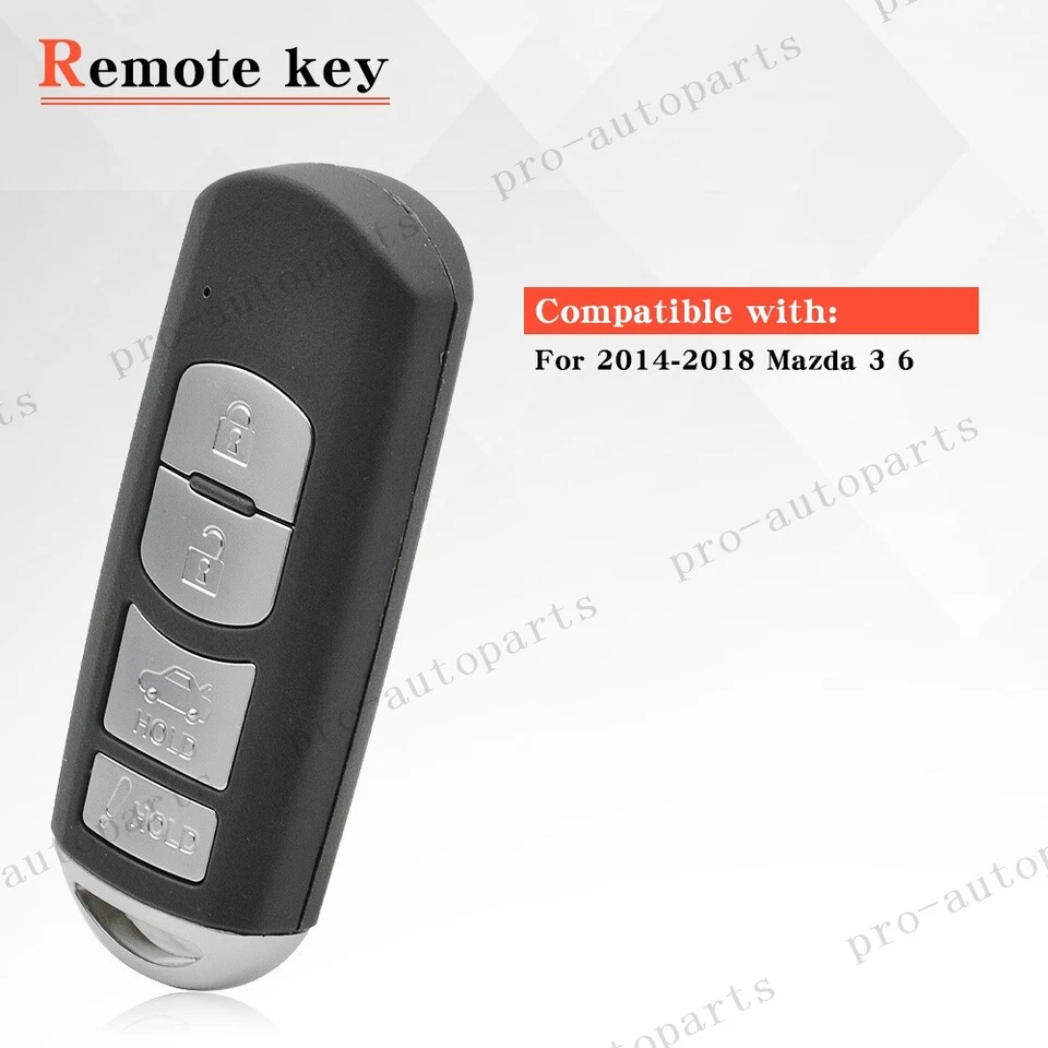 Para 2014 2015 2016 2017 2018 Mazda 3 6 Mando a distancia Smart Car Llavero WAZSKE13D01/02 Foto 3 de 4