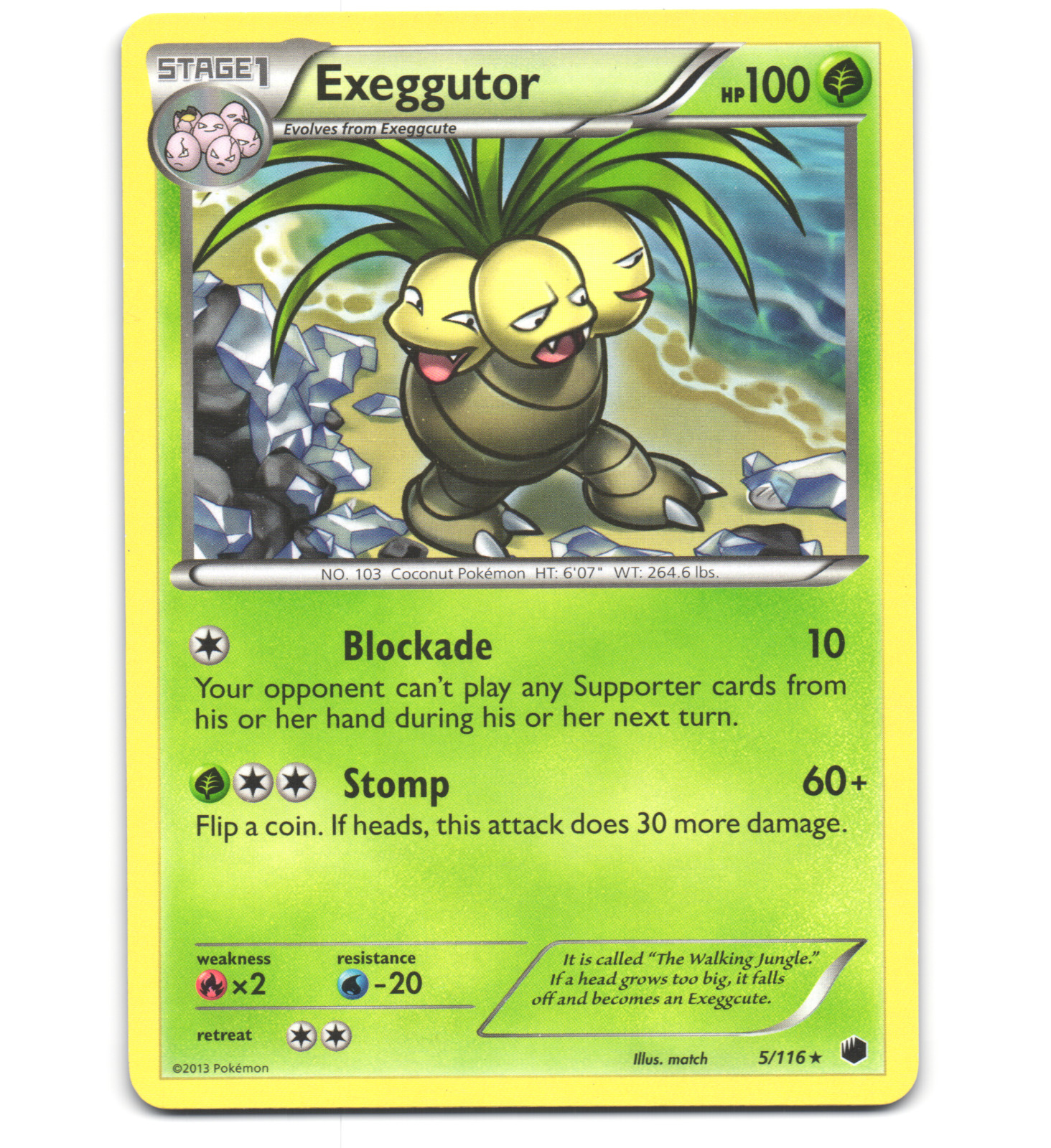Pokemon 2013 Moderate Play Exeggutor 5/116 Plasma Freeze Rare Card