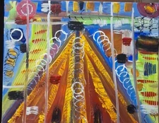 Electric Highway, Acrylic Painting - 16x20 Hand Painted Artwork on Canvas