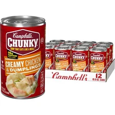 Campbell's Chunky Creamy Chicken and Dumplings Soup Pack of 12 Cans 18.8 Oz
