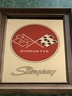 Vtg Chevrolet Corvette Stingray Emblem Mirror In Wood Frame Man Cave Den Garage — photo 3