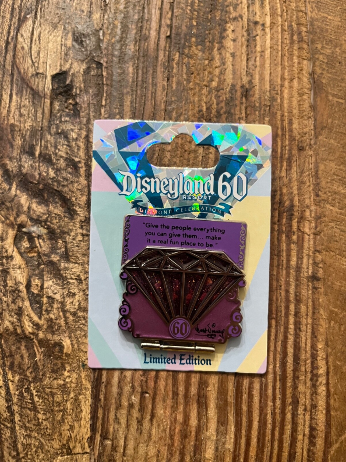 Disneyland 60th Diamond Anniversary Purple Diamond Pin - New