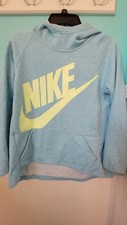 Girls Nike hoodie Size XL Teal/Yellow swoosh pre-owned