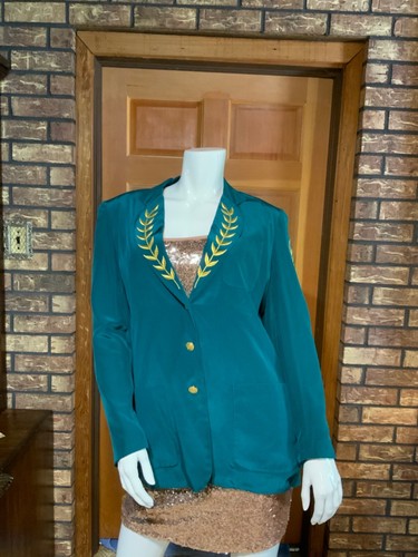 Chaqueta de seda verde vintage Bob Mackie talla sm - Imagen 2 de 11