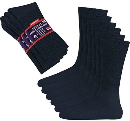 6 Paar Weiße Crew-Socken Für Diabetiker – Baumwoll-Mix, Mittellang | Größe US 10-13, Made In USA