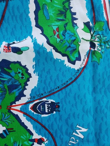 Vintage Hawaiian Airlines Stoffkarte des Staates Hawaii - Bild 3 von 7