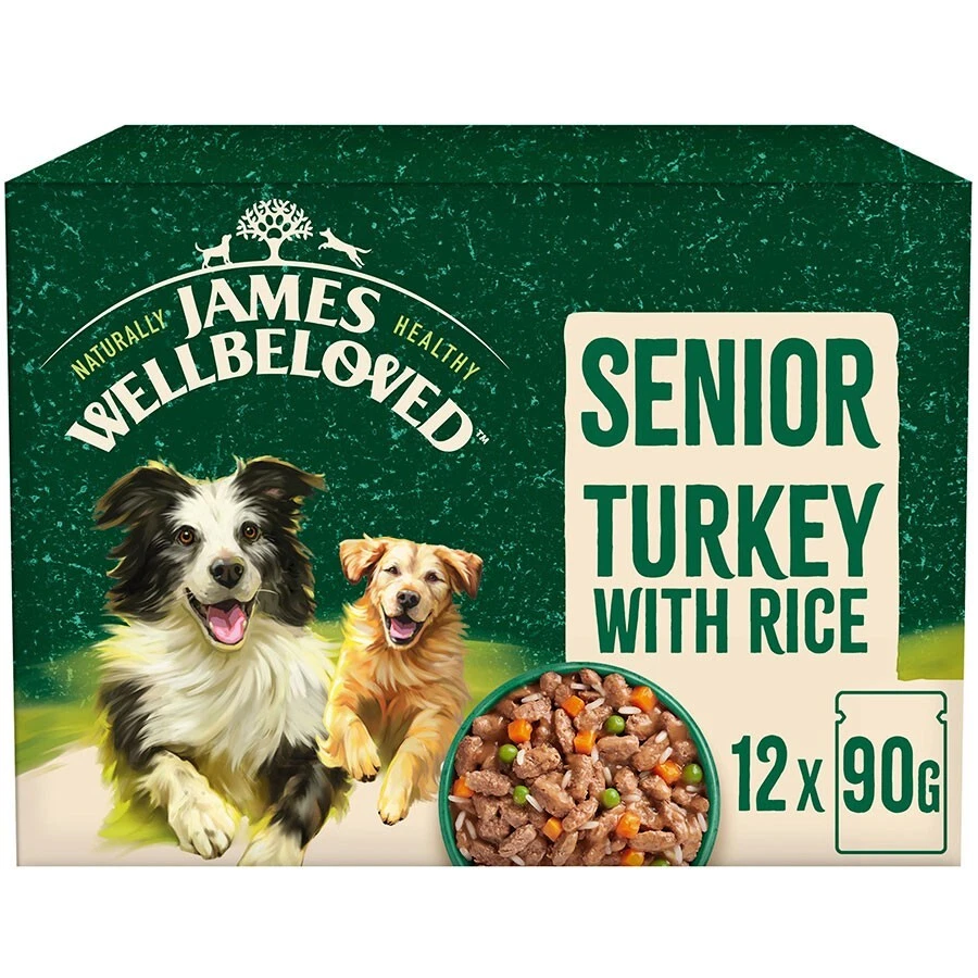 James Wellbeloved Senior Wet Dog Food Turkey and Rice in Gravy Pouch (12 x 90g)
