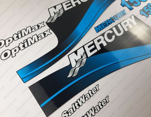 Mercury 150hp Optimax SaltWater outboard engine decals BLUE sticker set - Bild 2 von 7