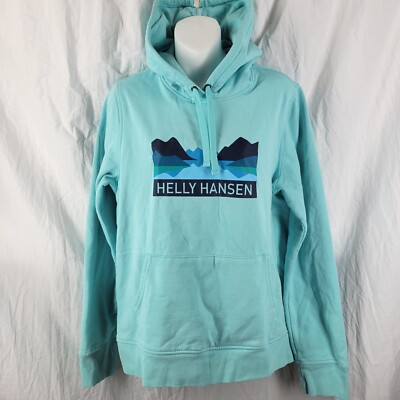 Helly Hansen Hoodie Womens Size XL Blue Hooded Sweatshirt Graphic Nord Logo