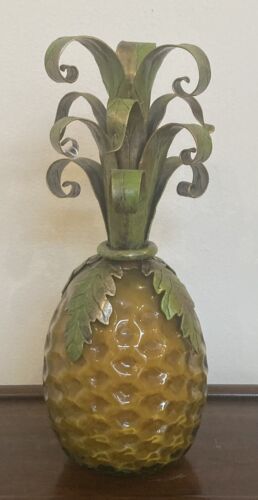Vintage Ornate Glass and Metal Pineapple. Unique Statement Piece. OOAK - Picture 1 of 13