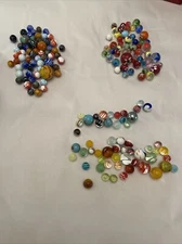 Unique Hand Blown Glass Flower/Spiral/Spiderweb Marble Lot 4 Lb 10 Oz W/Jar