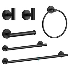 Bathroom Hardware Accessories Set 6 Pieces Matte Black 26" SUS 304 Stainless ...