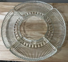 Vintage KROMEX LAZY SUSAN RELISH DISH REPLACEMENT INSERTS (4) Curved Glass MCM