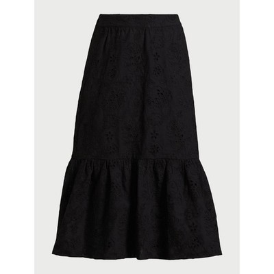 Sofia Jeans Women's Ruffle Pull On Skirt, Mid Calf Length, Size S Black --EB1--