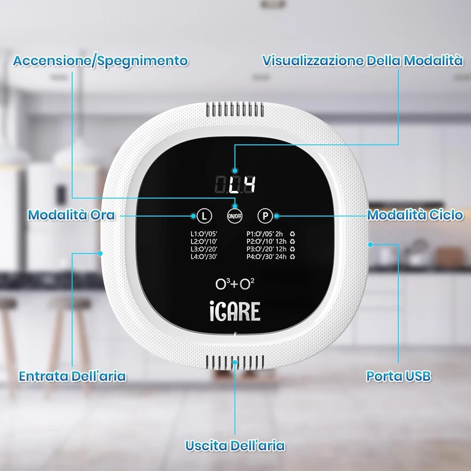 Generatore Di Ozono Purificatore D'Aria, 10000 Mah Ricaricabile Mini Purificator - Immagine 3 di 4