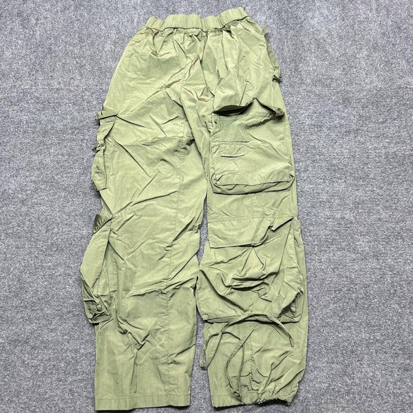 GOLDHINGE Parachute Cargo Pants Womens Small Green Wide Leg Pockets