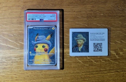 2023 POKEMON - PIKACHU / GREY FELT HAT POKEMON X VAN GOG - PSA 8