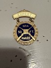 Blackinton NRA Expert 50 FT Award Pinback Gold Blue Badge Pin — photo 2