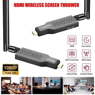 Wireless HDMI Extender 50M 1080P 60Hz No WiFi Plug & Play for PC TV Projector