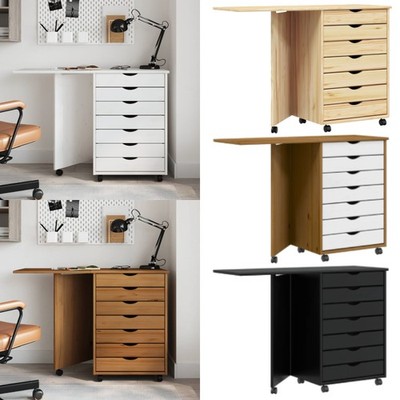 Rollschrank Schreibtisch MOSS Rollcontainer Büroschrank Massivholz Kiefer DE