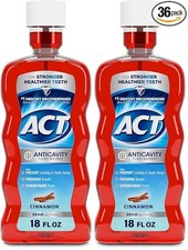 ACT Anticavity Fluoride Mouthwash Cinnamon Zero Alcohol 18oz 2 Pack