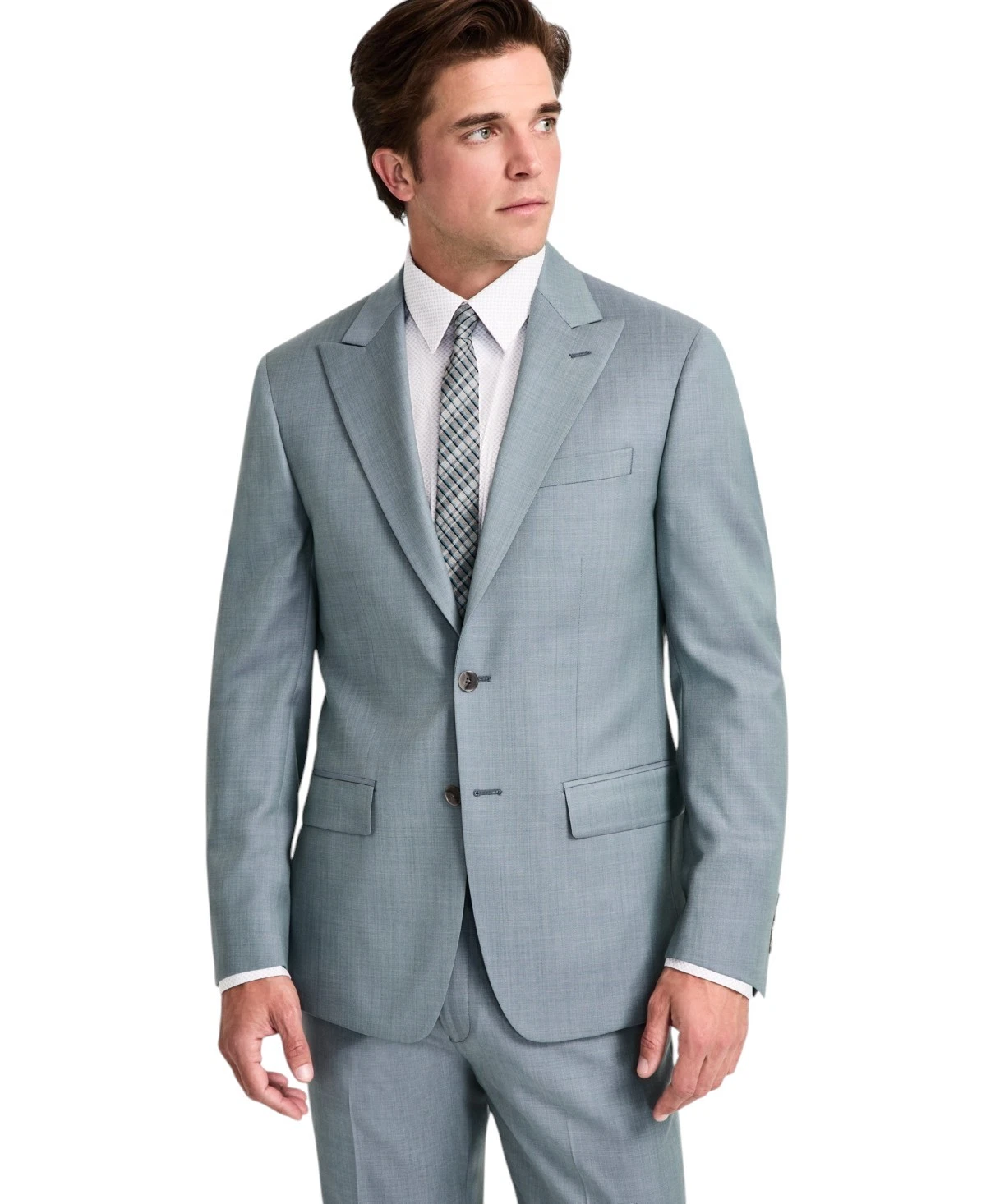 Calvin Klein Mens Slim fit Suit Jacket Blazer 40 L Green Solid Stretch Wool