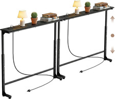Adjustable Height Narrow Sofa Table with Built-In Power Outlets, 78" Long Consol