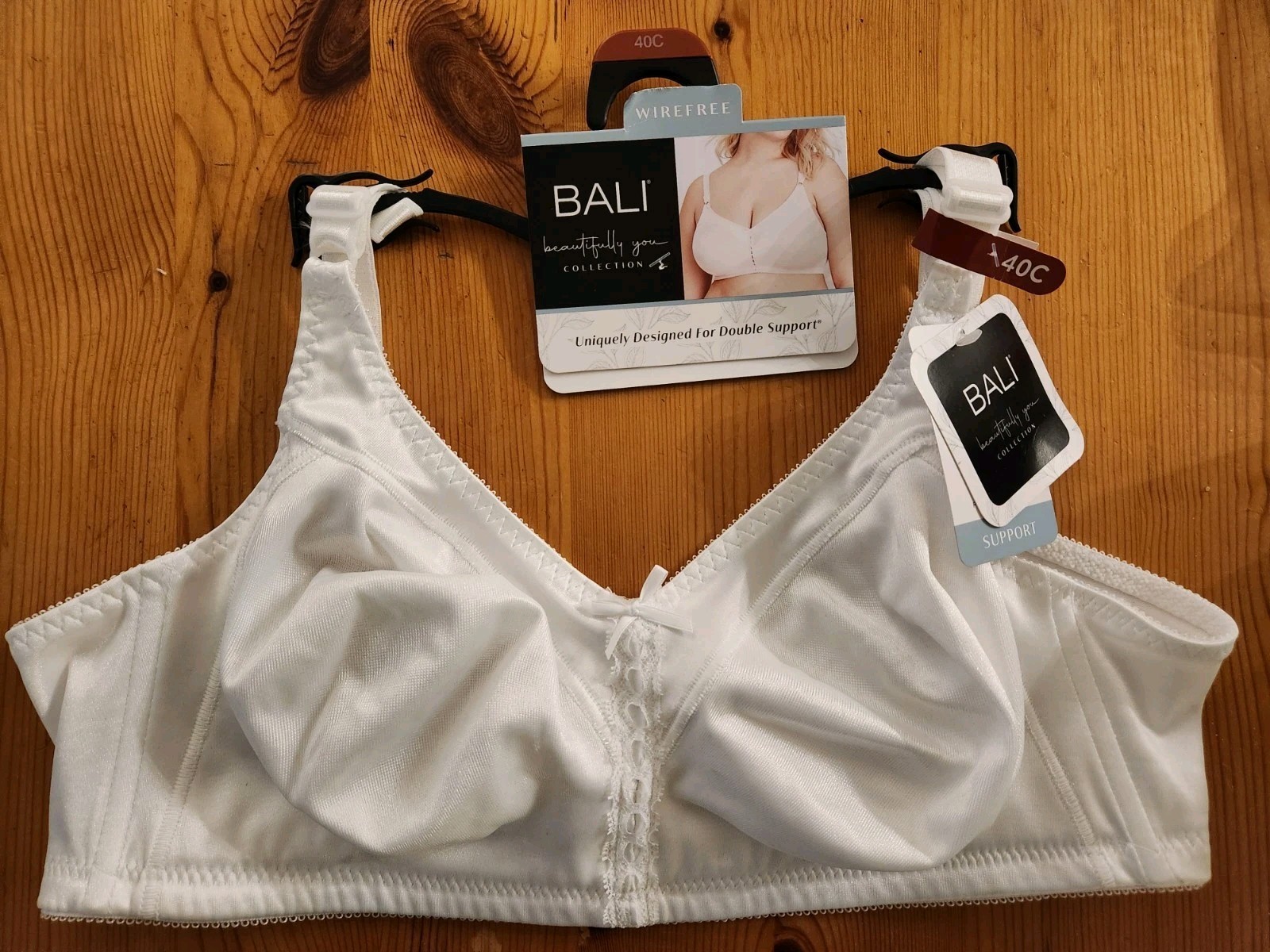 Bali Women's Beautifully You 40C Wireless Bra WHITE Double Support DFW820 #32125