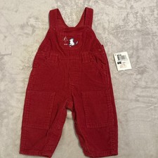 Vintage Oshkosh B'gosh Holiday Red Corduroy Overalls Size 6-9 Month Wolf