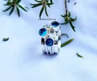 Blue Topaz Spinner Ring, 925 Sterling Silver, Handmade Ring, Women Ring All Size