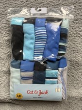 Cat  Jack Boxer Briefs Underwear Boys Small S 6/7 10 Pack Blue Stripes Cotton