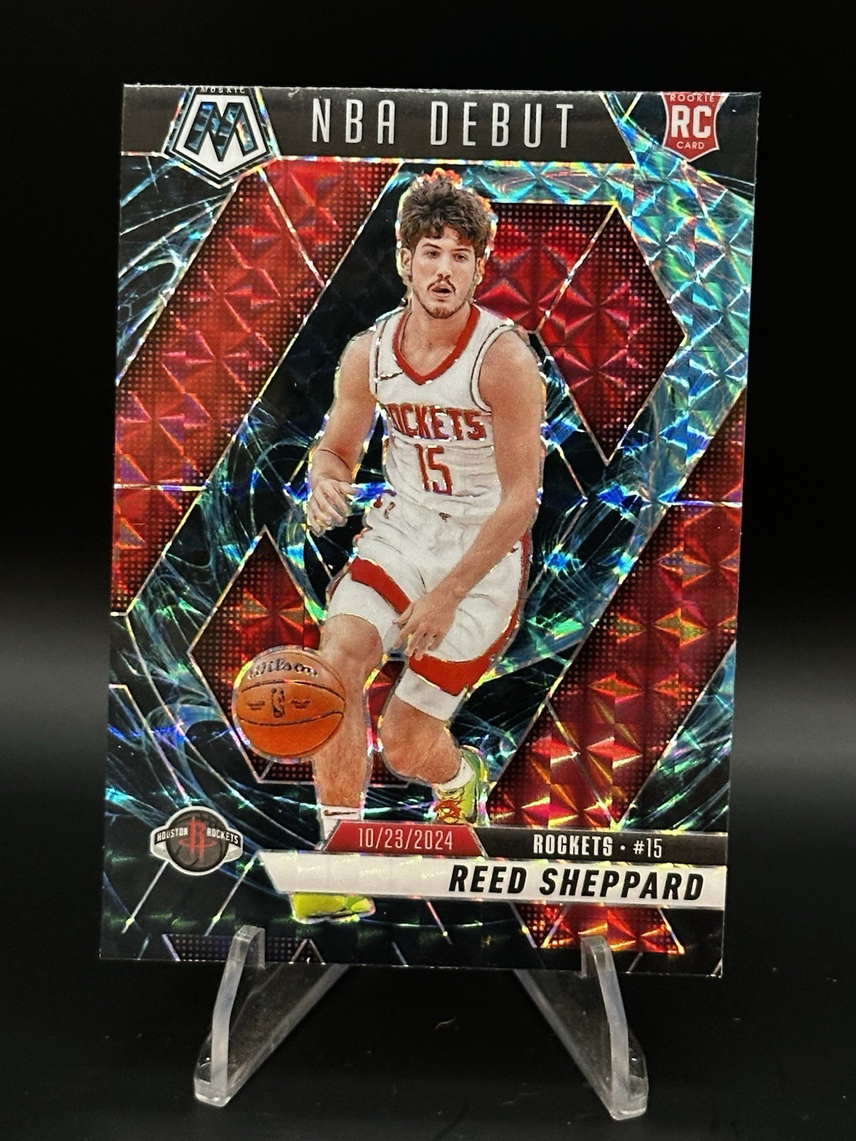 2024-25 Mosaic Basketball GENESIS Reed Sheppard NBA Debut RC Rockets #252 SSP