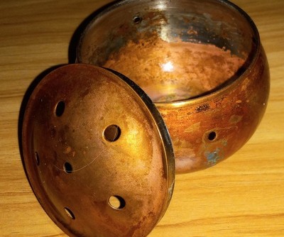Vintage Copper Pot Burner with Vented Lid for Potpourri, Incense,or Wax Melts