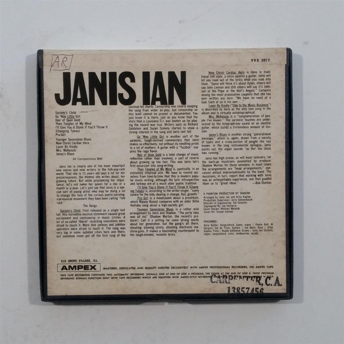 JANIS IAN s/t Verve Folkways VV3017 Reel To Reel 3 3/4 IPS 1967 | eBay