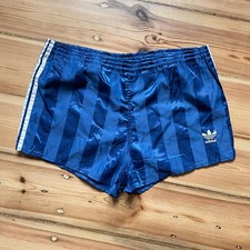 Vintage Adidas Glanz Nylon Sprinter Shorts - 80s Retro Running - Blue Size M