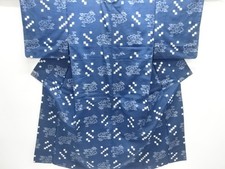 7719297: JAPANESE KIMONO / ANTIQUE KIMONO / SILK / TSUMUGI / WOVEN PEONY