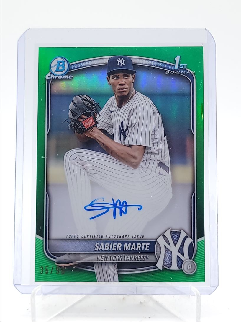 SABIER MARTE 2025 BOWMAN CHROME 1ST GREEN REFRACTOR AUTO /99 Q5584