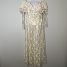 Vintage ivory lace Jessica McClintock Gunne Sax wedding dress 80s Cottagecore