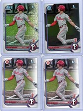 4 * LOGAN CERNY * 2022 1ST BOWMAN CHROME MOJO REFRACTOR + CHROME BASE RC # 120