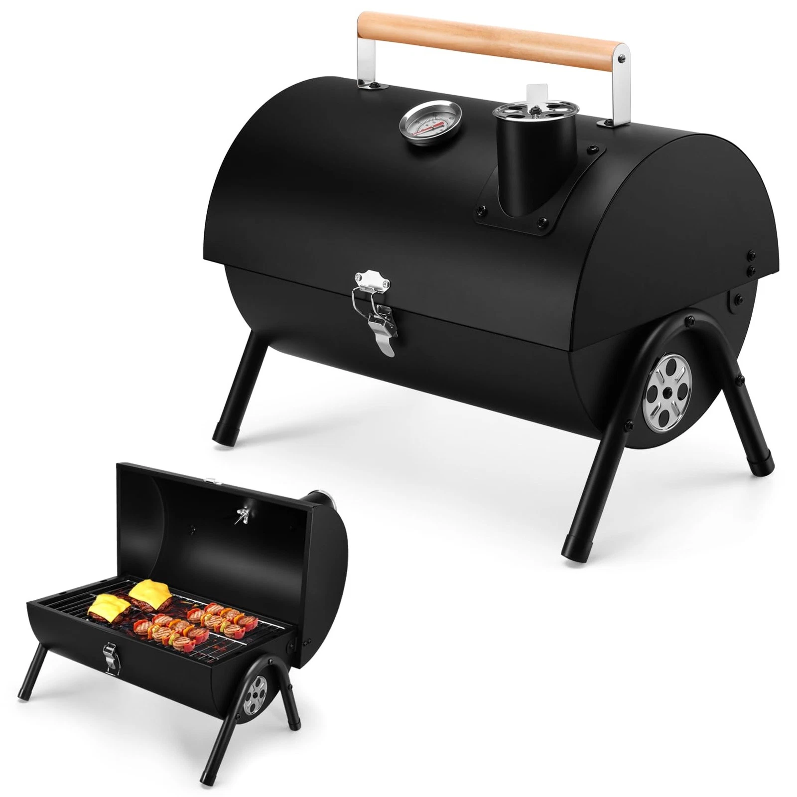 Joyfair Portable Charcoal Grill with Thermometer Small Tabletop Barbecue Grill