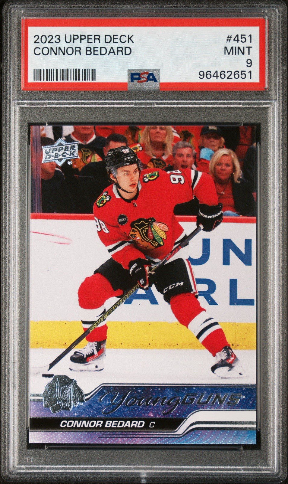 2023-24 Upper Deck Connor Bedard Rookie Young Guns RC #451 Blackhawks PSA 9!🇨🇦