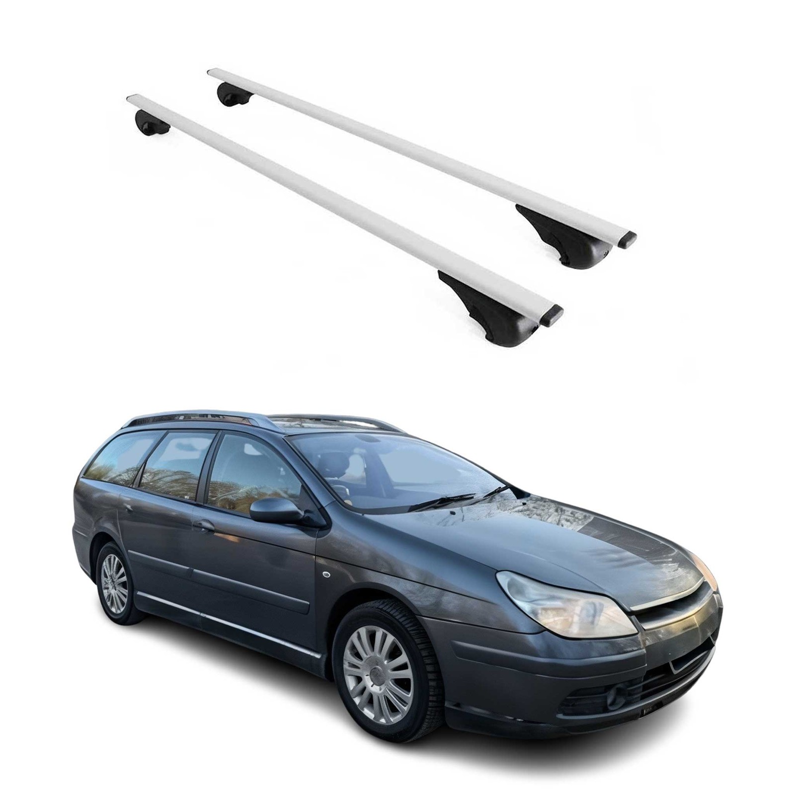 Barres de toit longitudinales Citroen C5 Break en fer argenté rigide