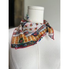 Vintage 70s Square Cotton Scarf Floral Paisley Cottagecore Head Neck